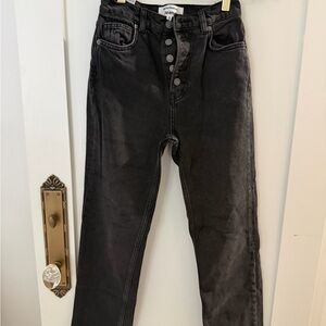 Reformation Cynthia High-Rise Black Button-Fly Jeans